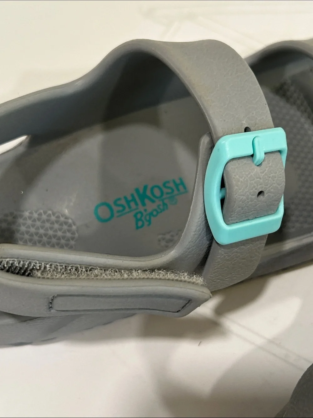 OshKosh B'gosh Gray Sandals with Teal Buckles